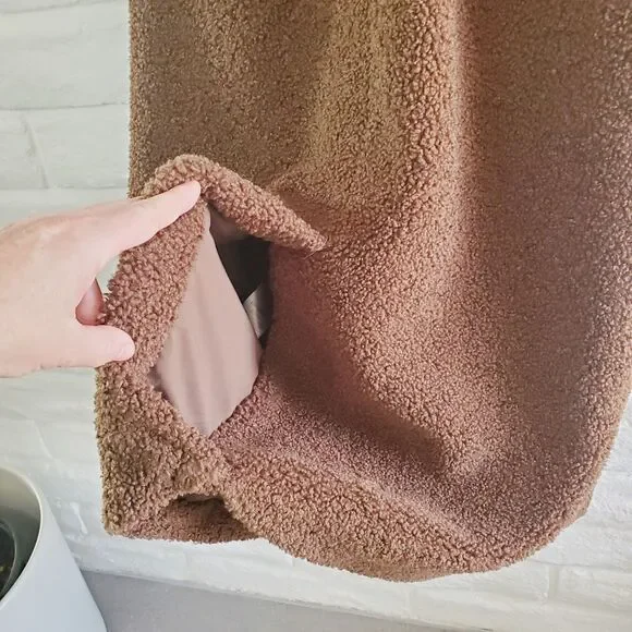 4th & Reckless TAMIL COAST OVERSIZED COAT Womens Faux Shearling Trench SZ XL - Picture 7 of 8